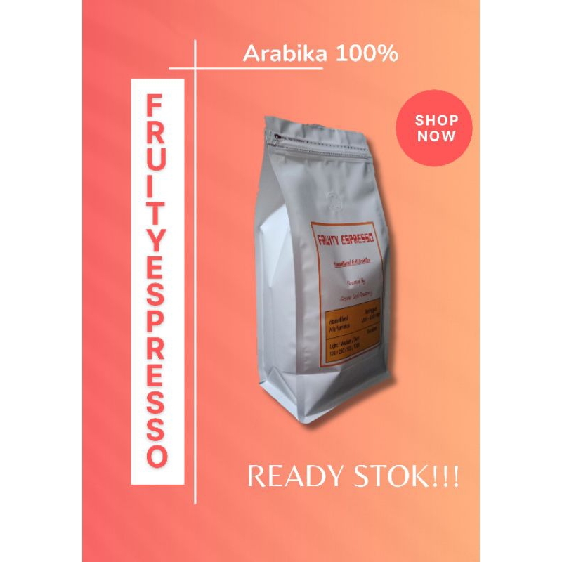 

Arabika100% Fruity Espresso (Biji/Bubuk)