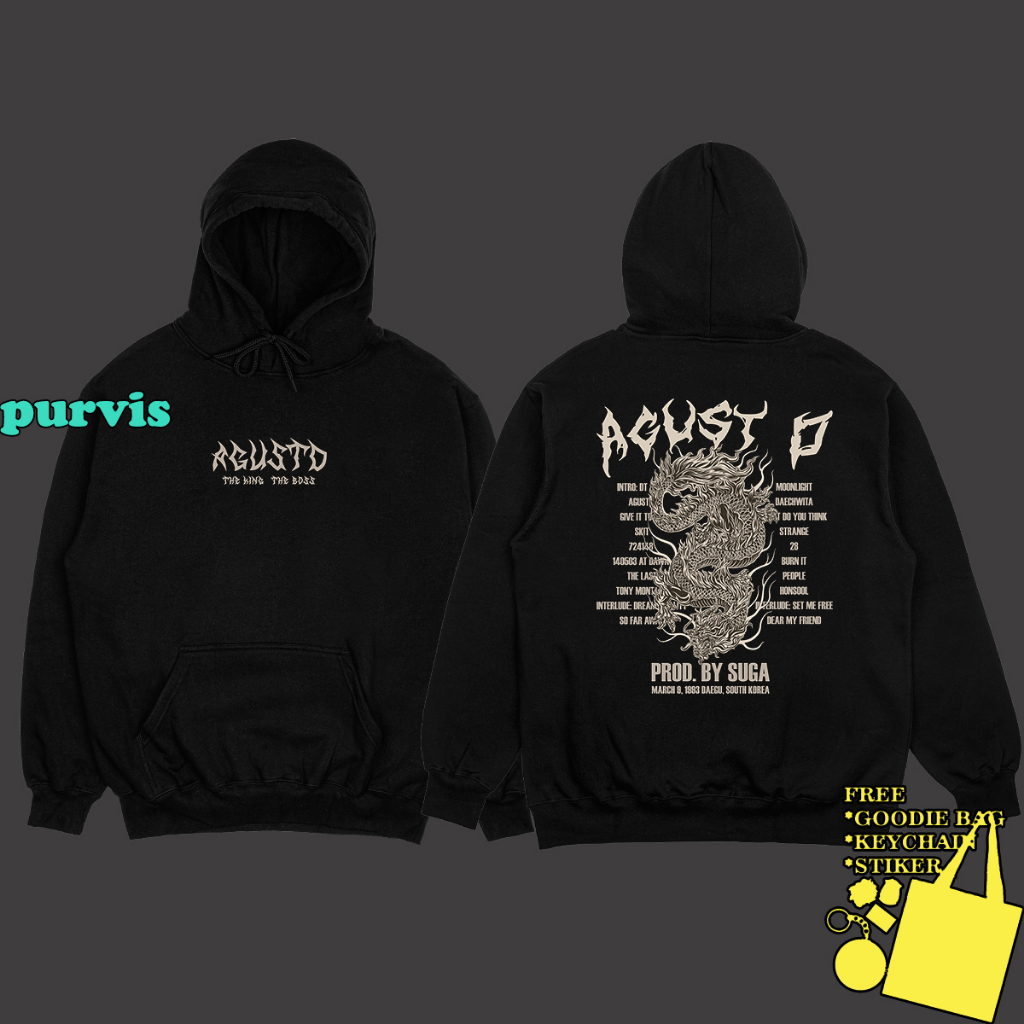Purvis - Sweater Hoodie Agust D BTS & Hoodie BTS Agustd SUGA Kpop BTS