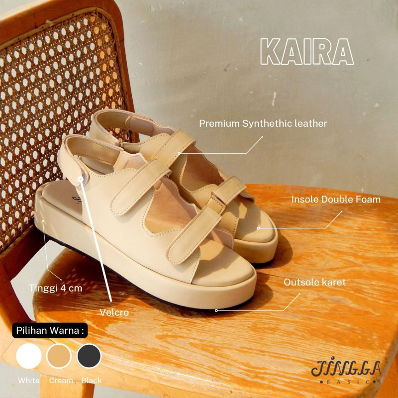 Sepatu Sandal Wanita Terbaru Kekinian Jejak Jingga Kaira Cream 38