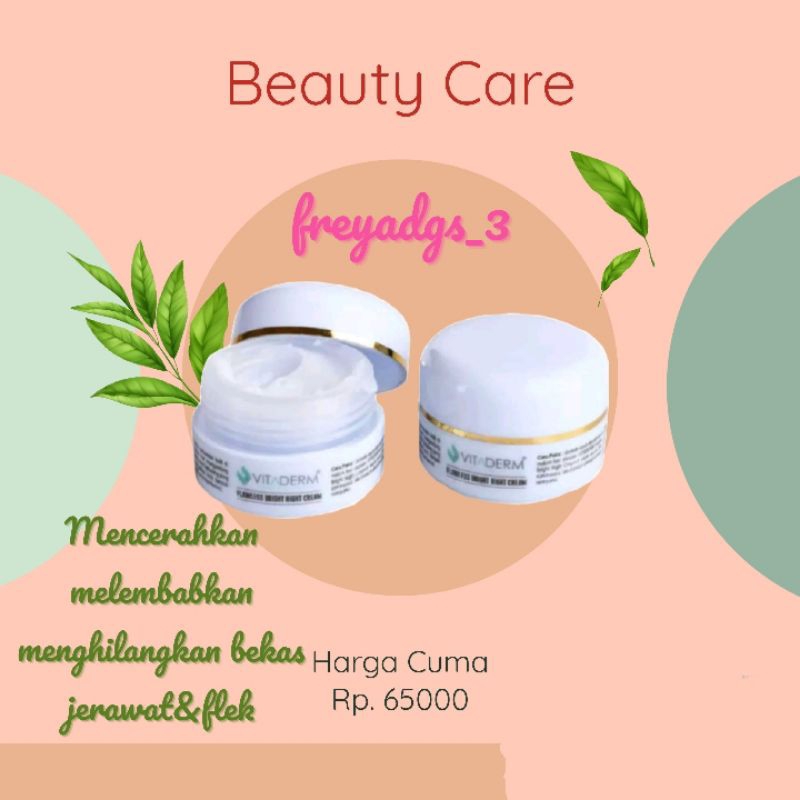 vitaderm flawleess bright night cream(pencerah,pemutih dan bisa menghilangkan flek)