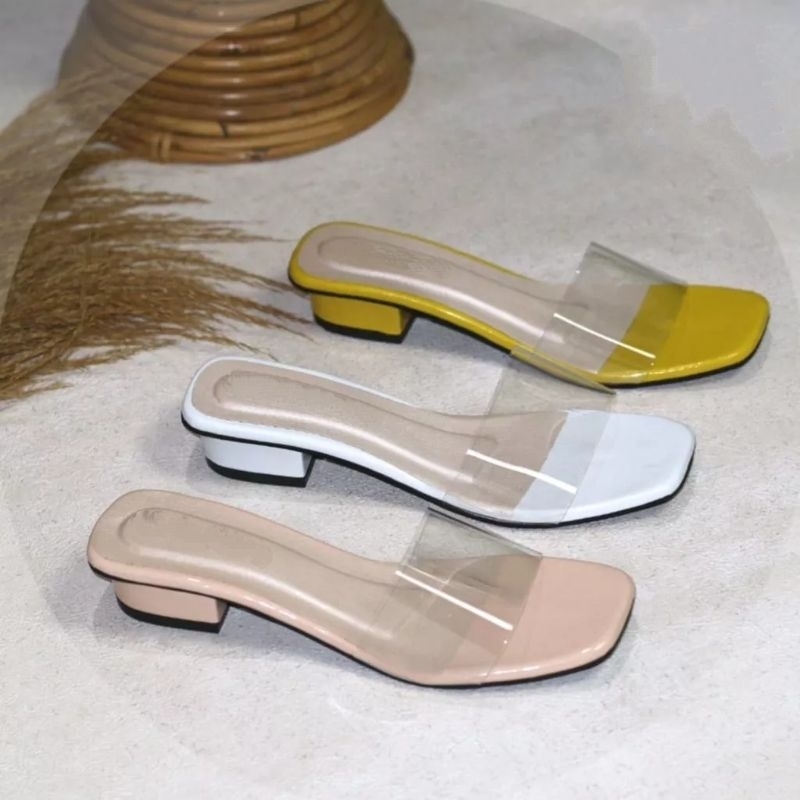 Sandal Heels Mika Bening Hak Tahu 3cm