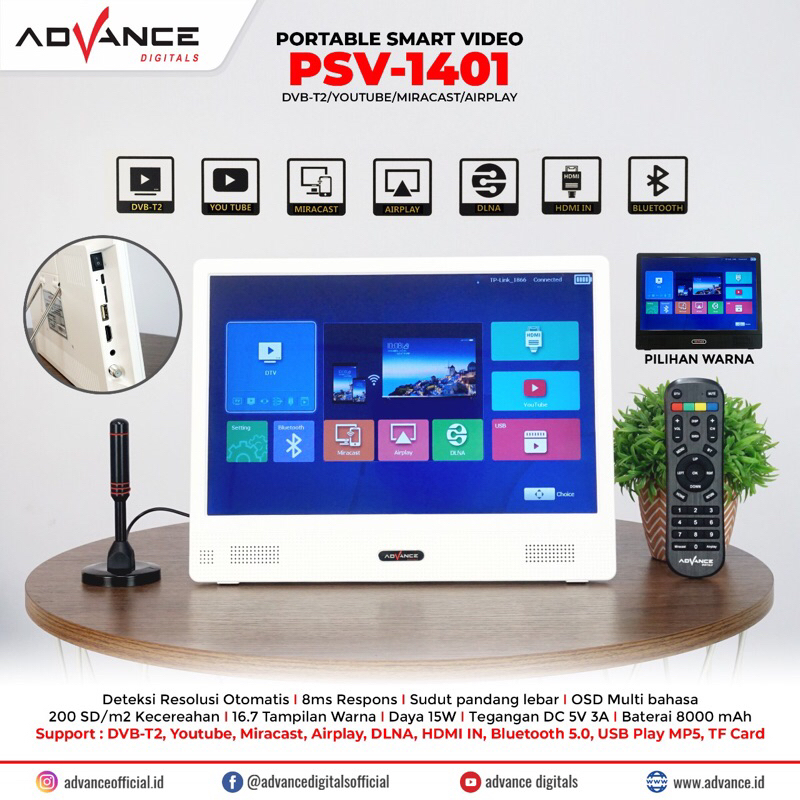 ADVANCE SMART TV PORTABLE 14 inci | Televisi Portable
