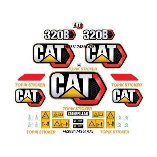 Stiker Excavator CATERPILLAR CAT NEW 320B, Stiker Alat Berat