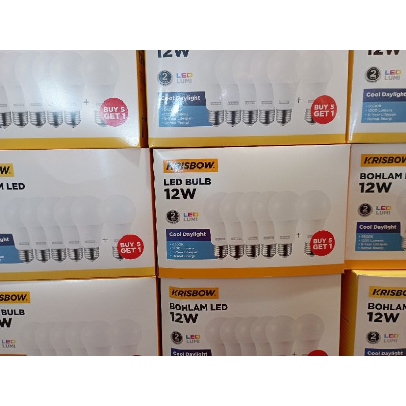 LAMPU BOHLAM LED 12 WATT / KRISBOW BULB LED / BOHLAM ISI 6 PCS / BOHLAM KRISBOW