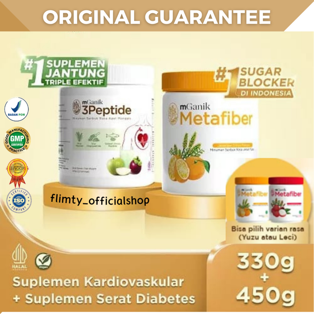 

(FREE GIFT) PAKET mGanik 3Peptide Suplemen Jantung & Metafiber Suplemen Diabetes