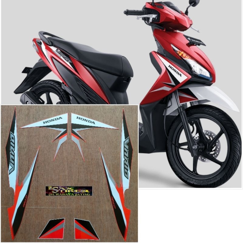 Striping Original Honda Vario 110 merah tahun 2017 2018