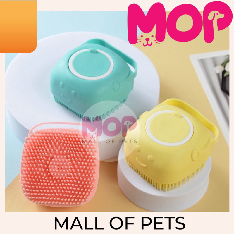 Sikat mandi anjing kucing dengan soap dispenser