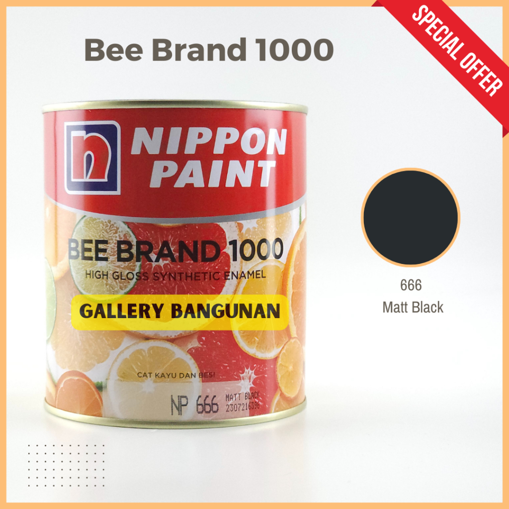 Bee Brand 1000 Np666 Matt Black Cat Kayu Besi Sintetis Synthetis Pelarut Thinner B Bensin Murah