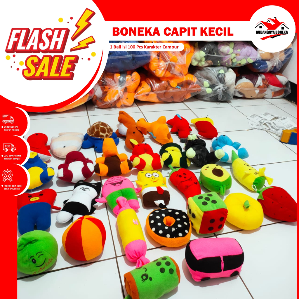 BONEKA MESIN CAPIT 1 BALL TERMURAH ( ISI 100 PCS )