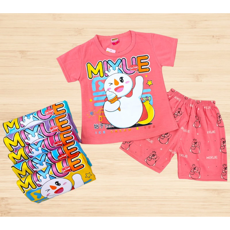 Setelan Pendek Mixue Anak Perempuan