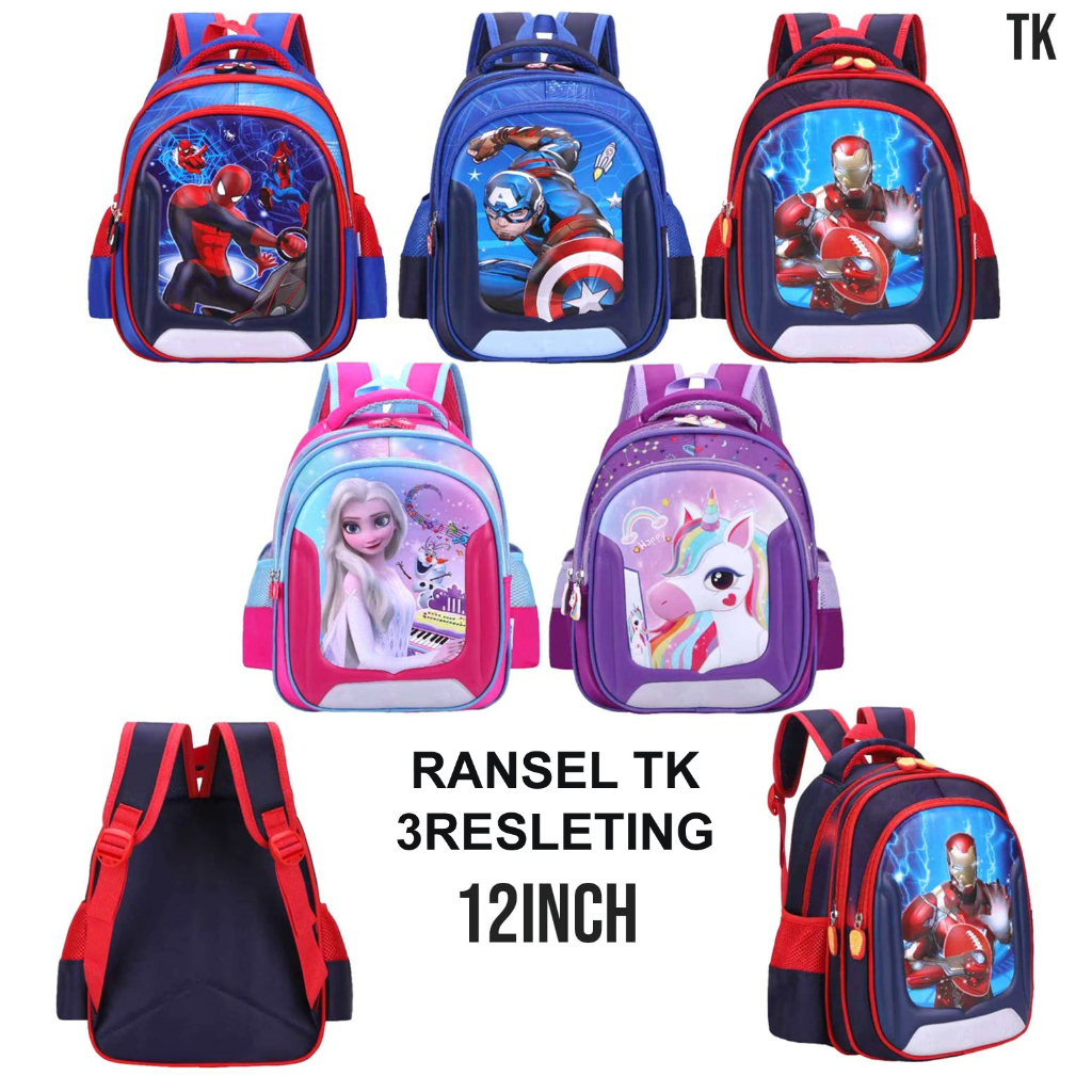 RANSEL PREMIUM PAUD 10" 12" - 16" TAS ANAK SEKOLAH TK / PAUD / SD GAMBAR JAGOAN ANAK LAKI LAKI MOTIF