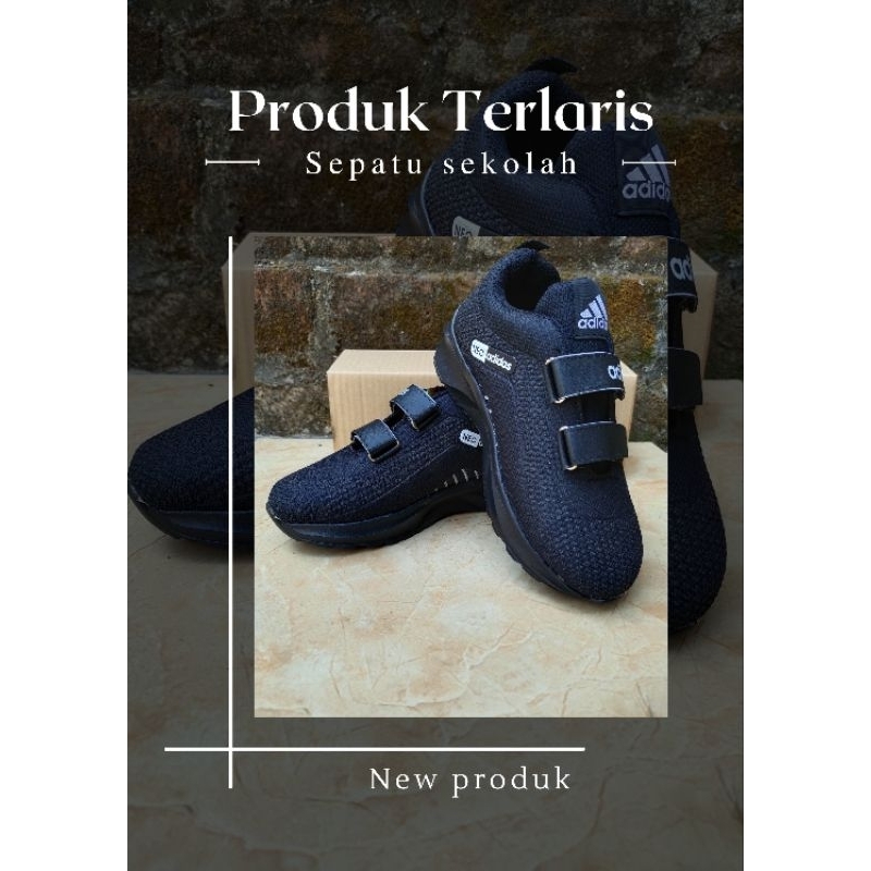 sepatu anak sekolah sd hitam adidas
