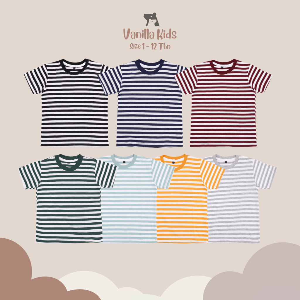 	 Vanilla Kids - Baju anak salur| Kaos salur anak laki laki stripe| Baju distro kaos anak perempuan	