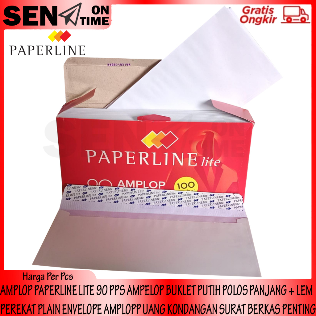 

AMPLOP PAPERLINE LITE 90 PPS PER 1 PCS AMPELOP BUKLET PUTIH POLOS PANJANG + LEM PEREKAT UKURAN 110x230 mm PLAIN ENVELOPE AMPLOPP UANG KONDANGAN SURAT BERKAS PENTING AMFLOP DOKUMEN PERLENGKAPAN SEKOLAH KANTOR ANGPAU ANGPAO AMFELOP