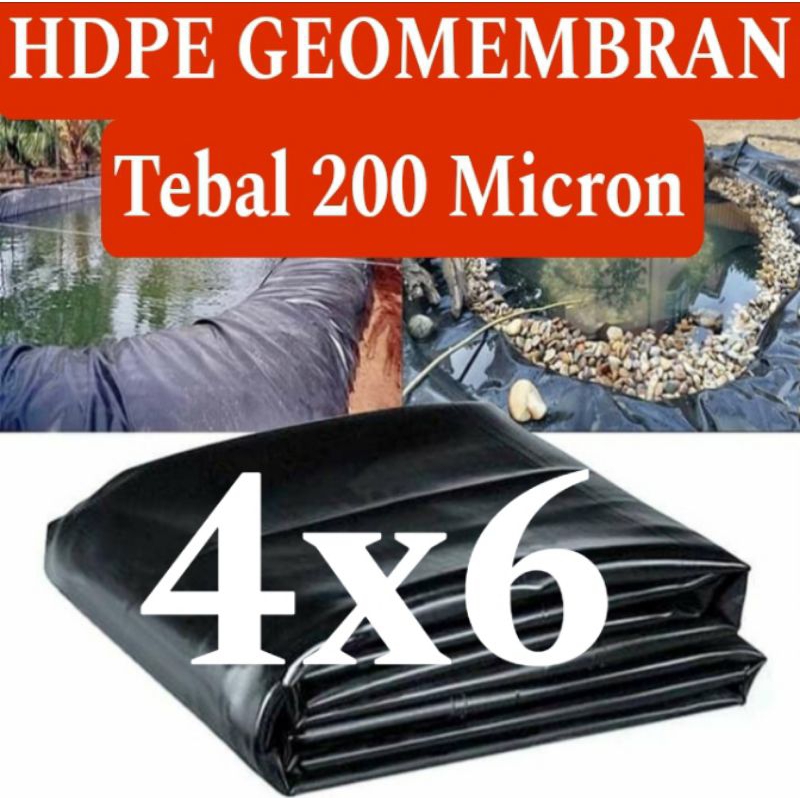 Hdpe Geomembran Ukuran 4x6 Meter Tebal 200 Micron ( kolam ikan )