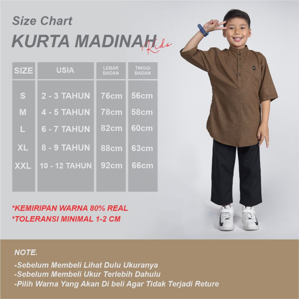 Koko Kurta Anak Laki-Laki Biru Navy | Koko Kurta Madinah Anak 3/4 / Baju Koko Kurta Anak / Khoirummah KIds Usia 2 - 12 Tahun