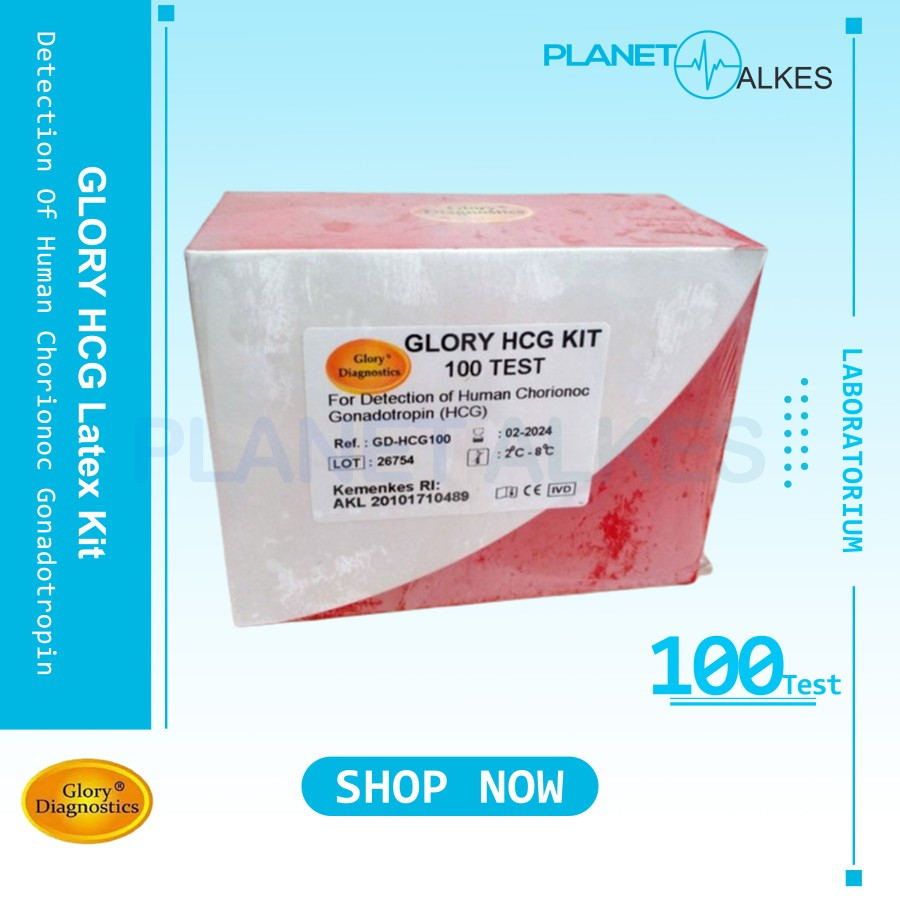 HCG Latex Kit 100 Test Glory Diagnostics / Reagen HCG Latex Kit ED. 08/2027,