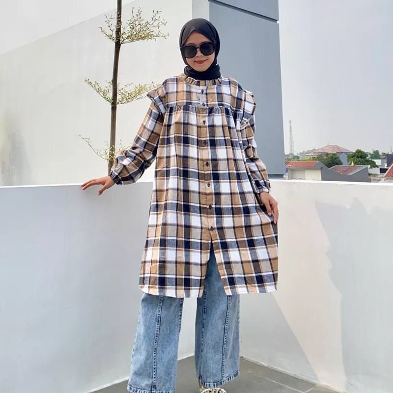 Tunik Wanita Tunik Flanel Import wanita