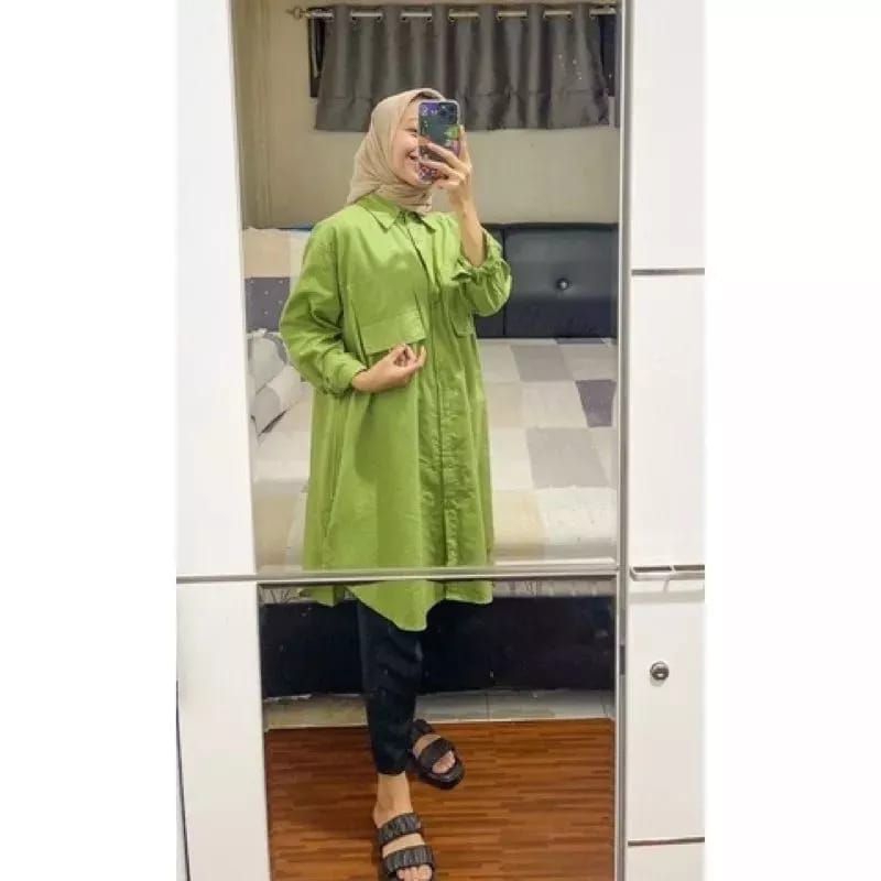Tunik Wanita Tunik Linen tunik linen pocket