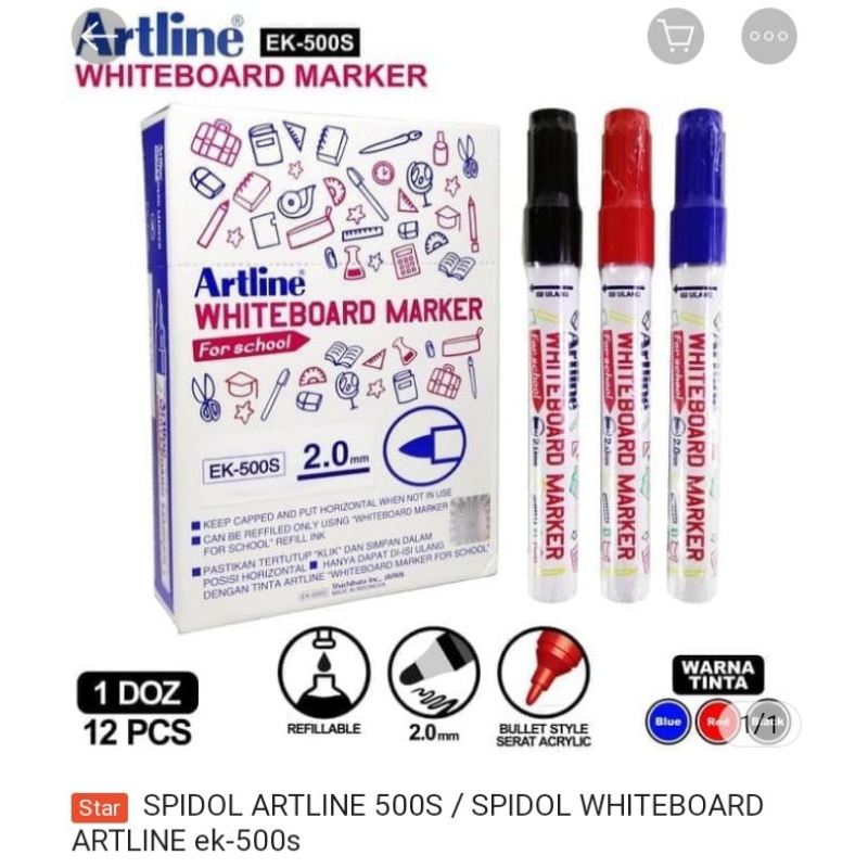 

SPIDOL WHITEBOARD ARTLINE EK-500S / SPIDOL PAPAN TULIS MURAH