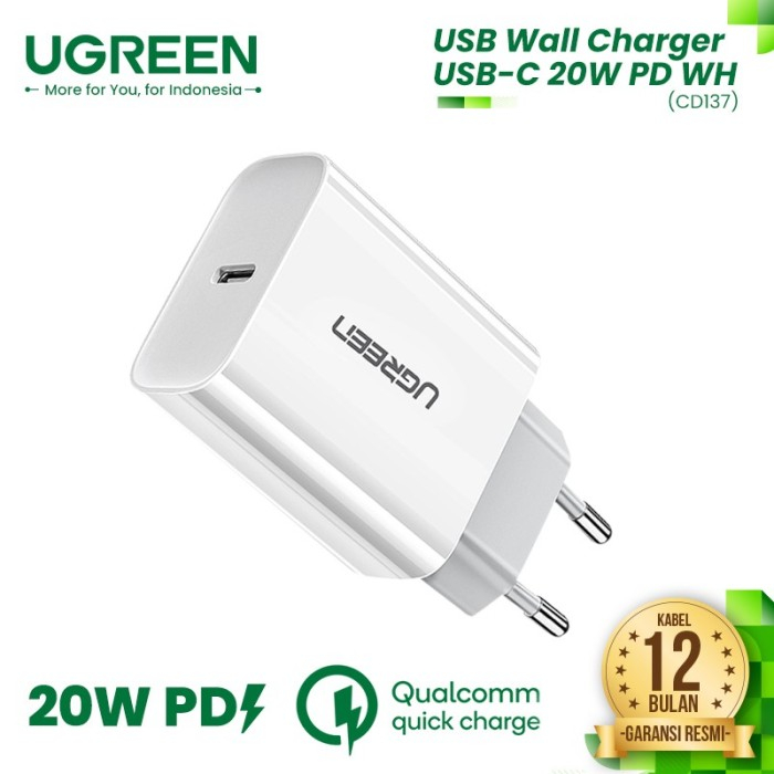 UGREEN  Kepala Adaptor Charger 20W PD Fast Charging USB MFI Type C
