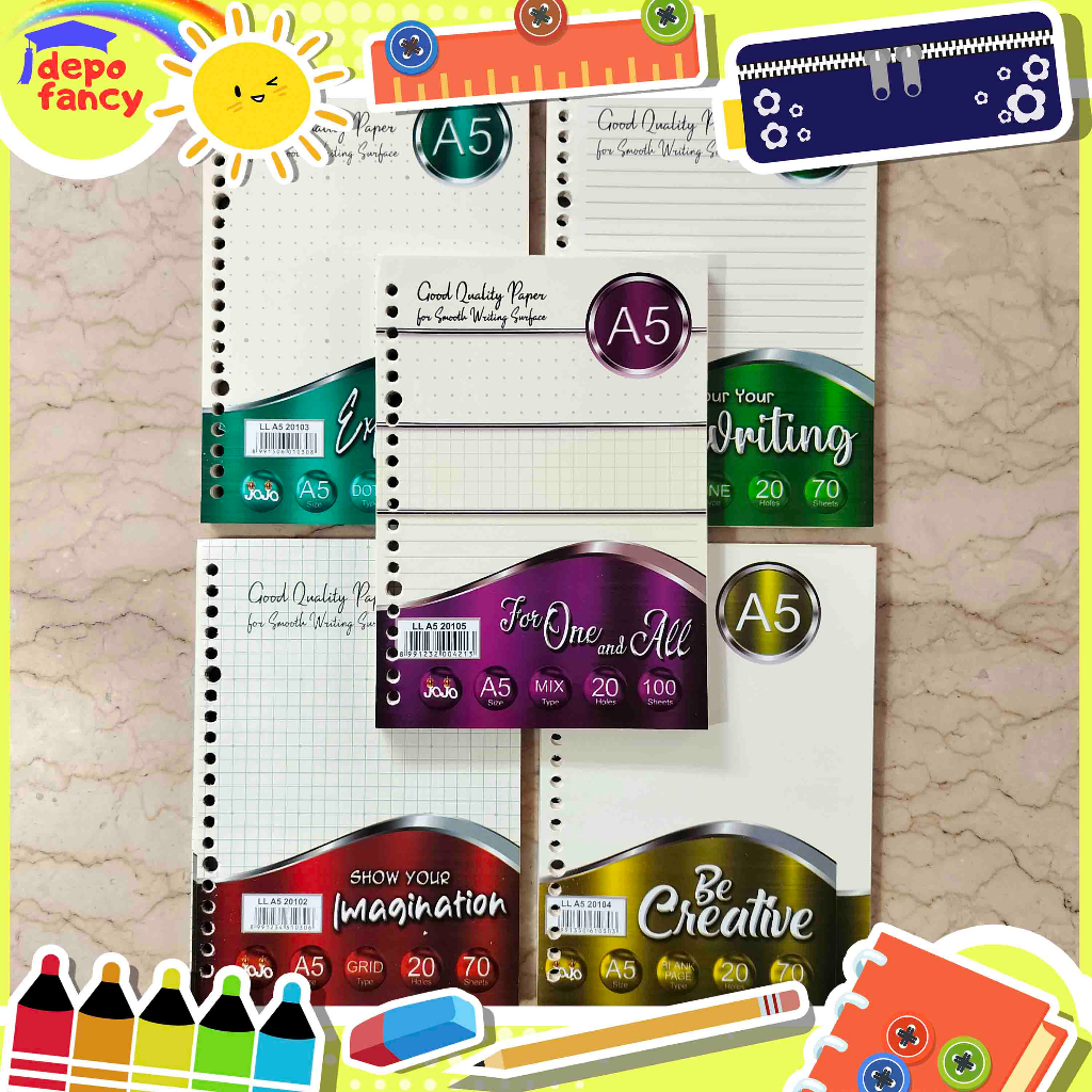 Loose Leaf A5 20 Lubang / Kertas Binder / Isi Binder / Binder