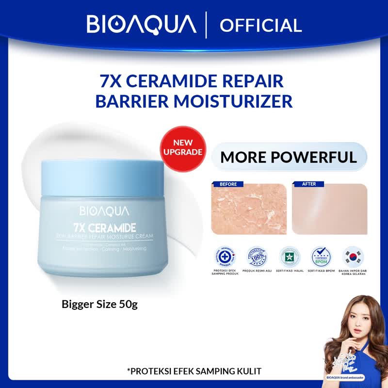 【BPOM】BIOAQUA 7X Ceramide Skin Barrier Repair Moisturizer Cream 50g Pelembab Wajah Cream Pemutih Waj