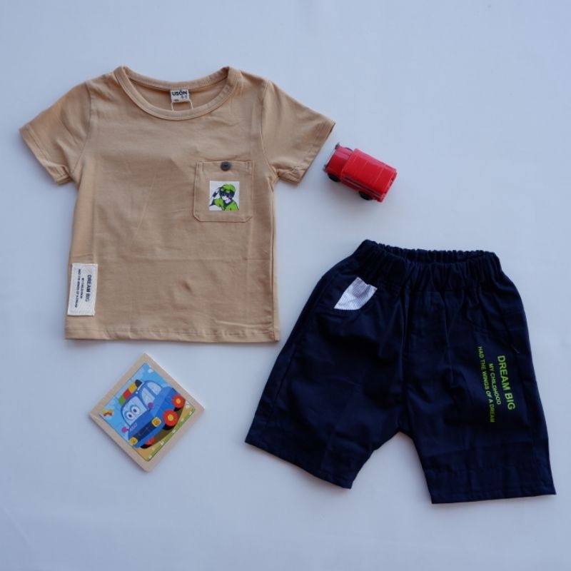 Setelan Anak Laki Laki Import Uson // Setelan Anak Laki Laki Uson Import Kaos Celana Bahan Pendek Me