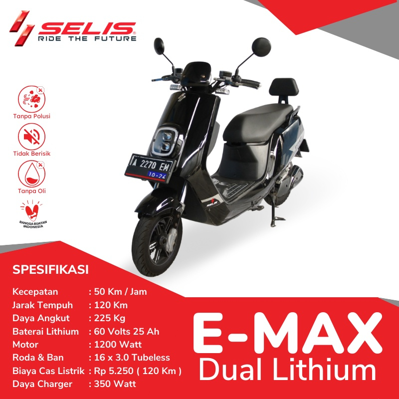 SELIS Sepeda Motor listrik EMAX Dual Lithium