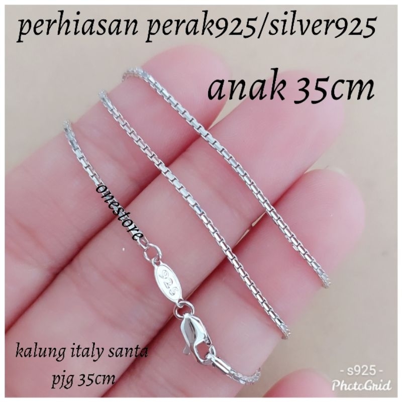 KALUNG ANAK PERAK 925 ASLI ITALY SANTA HWT LAPIS EMAS PUTIH