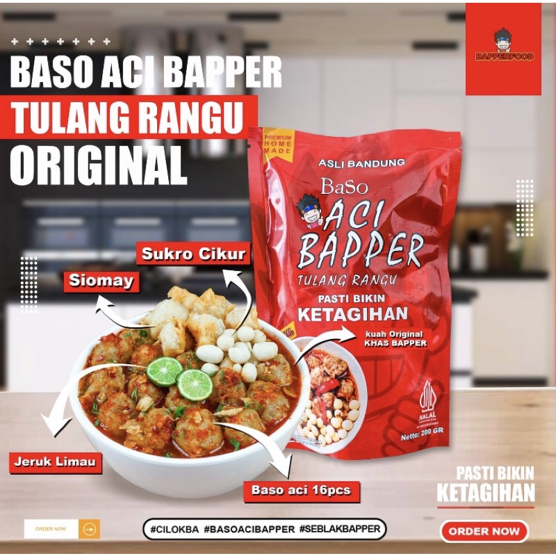 

BASO ACI BAPPER TULANG RANGU ORIGINAL BAKSO BAPER BOCI HALAL FROZEN FOOD PREMIUM MURAH TERLARIS