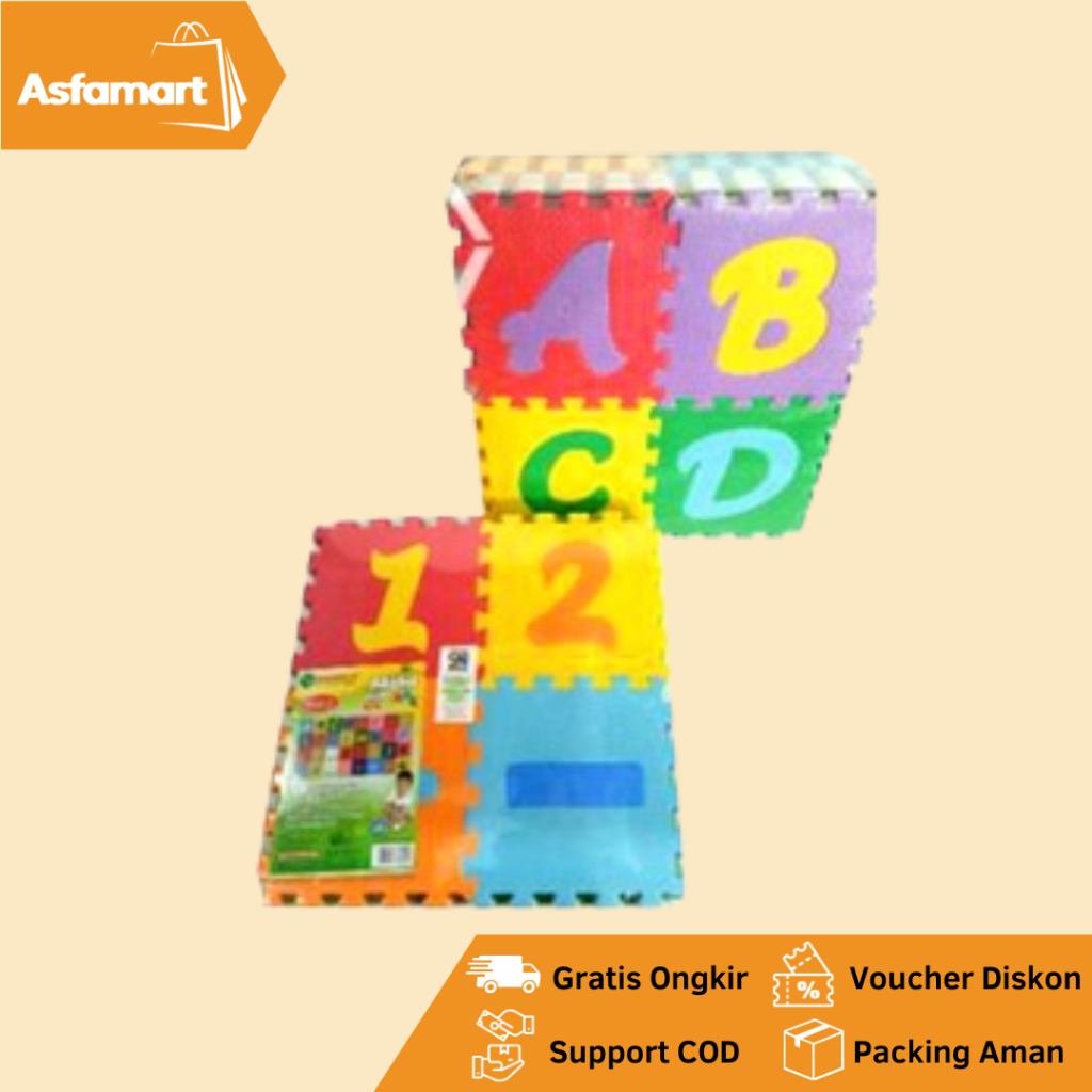 Puzzle Matras Evamat Matras Alas Lantai - Huruf Alfabet Abjad Angka Gambar Alas Lantai Playmat Bayi 