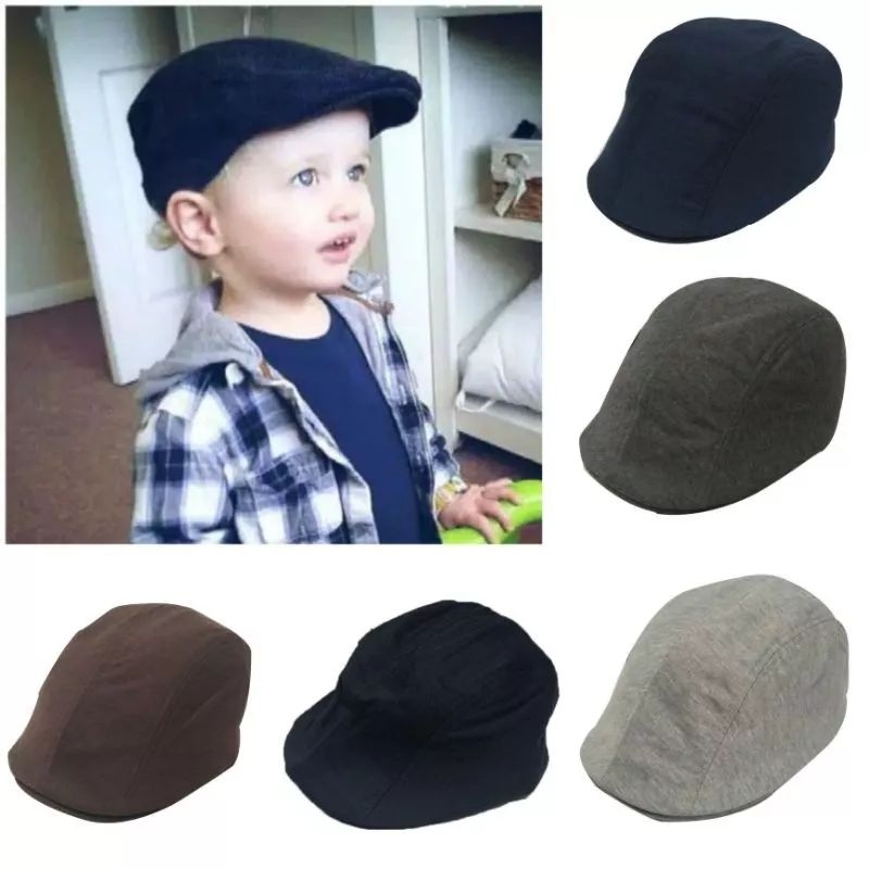 Topi Pet Anak Bahan Kaos/ Flat Cap Hat/ Topi Kodok/  Topi pelukis Unisex