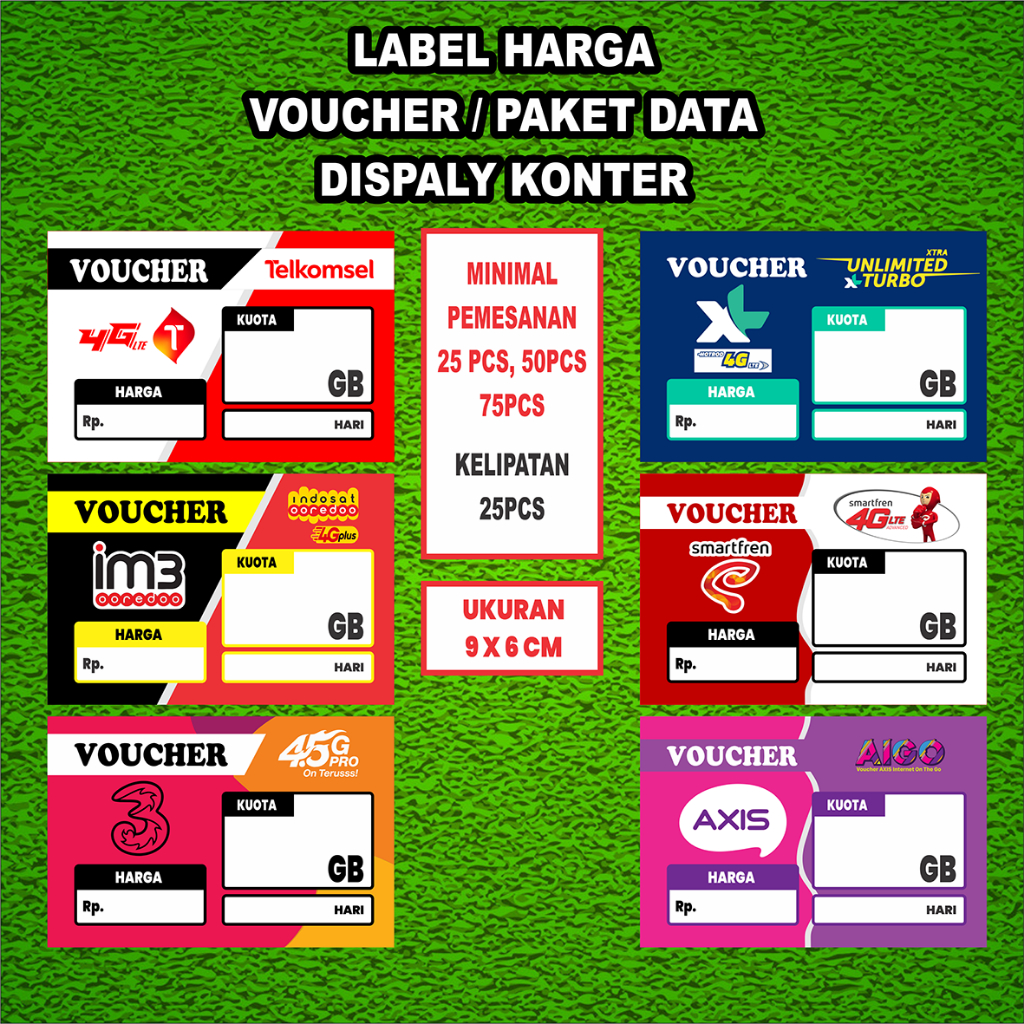 Cetak voucher paket data - display paket data - Label Voucher - Label Harga Voucher -  Label Paket D