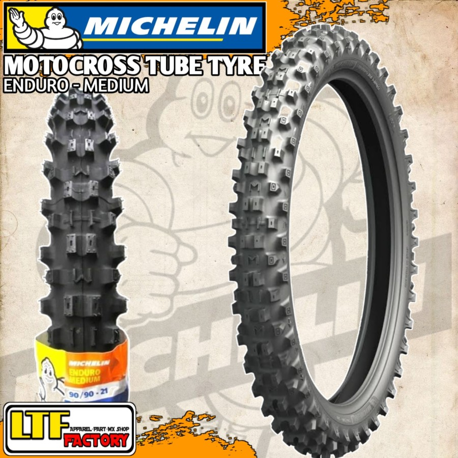 MICHELIN ENDURO 90/90-21 / 140/80-18 MEDIUM FRONT REAR TUBE TYRE - BAN LUAR DEPAN BELAKANG SET ORIGI