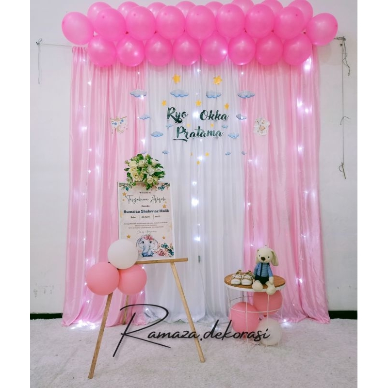 Dekorasi backdrop BALON METALIC syukuran tasyakuran aqiqah khitan ulang tahun 7 bulanan