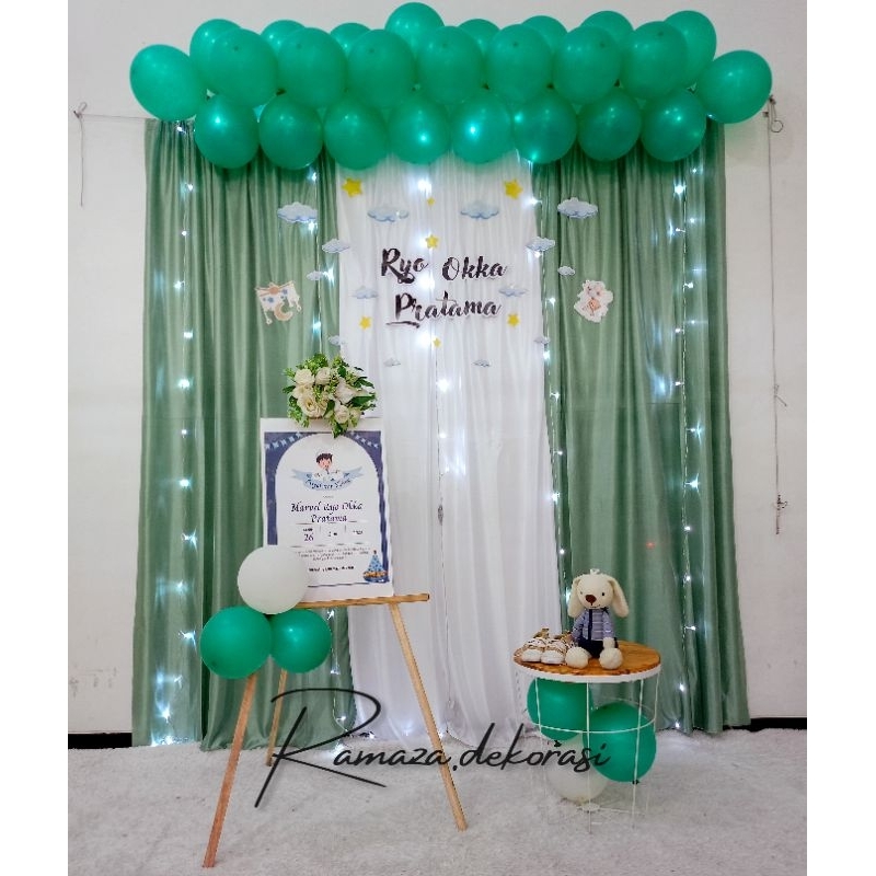 diskon dekorasi backdrop balon metalic syukuran tasyakuran aqiqah khitan ulang tahun 7 bulanan