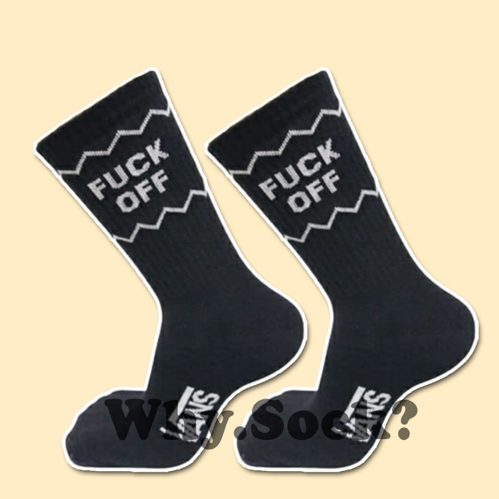 kaos kaki oldschool dewasa motif fvck off hitam