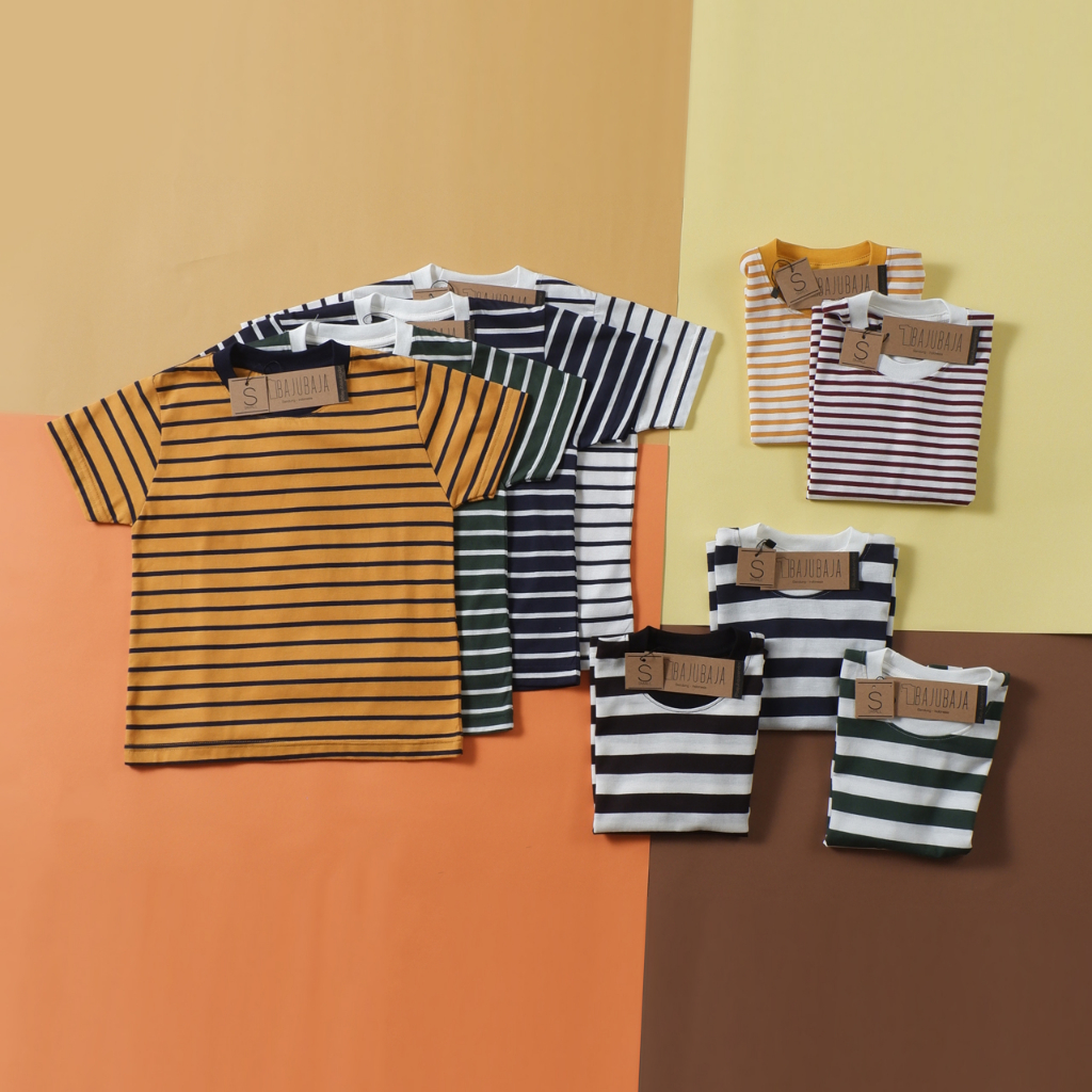 Bajubaja tshirt stripe junior /kaos salur anak lengan pendek cotton unisex