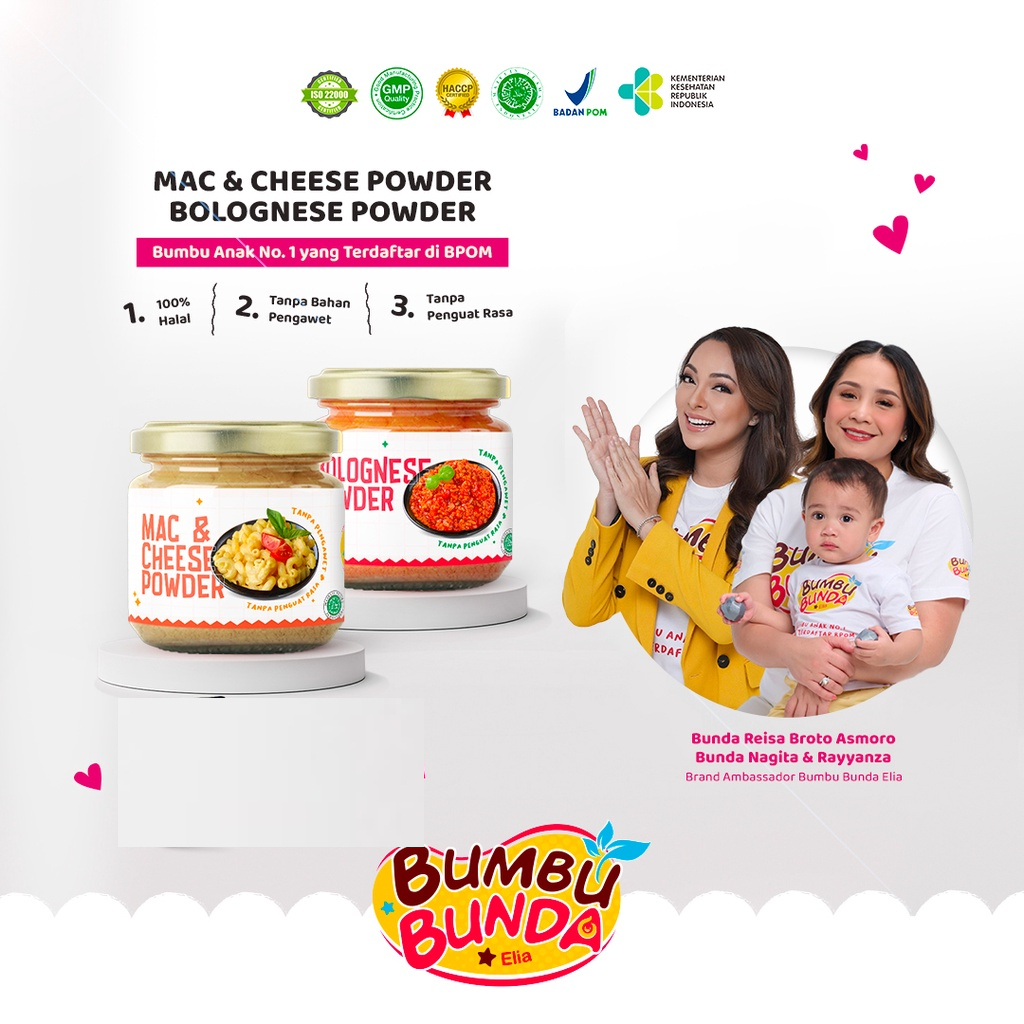 

Bumbu Mpasi / Pasta Anak Bumbu Bunda Elia Mac & Cheese Powder / Bolognese Powder Non MSG Non Pengawet