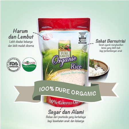 

Puregreen Organic Rice Beras Organik Pulen Wangi (Fragrant Rice) 1 kg | Pandan Wangi/ beras pulen