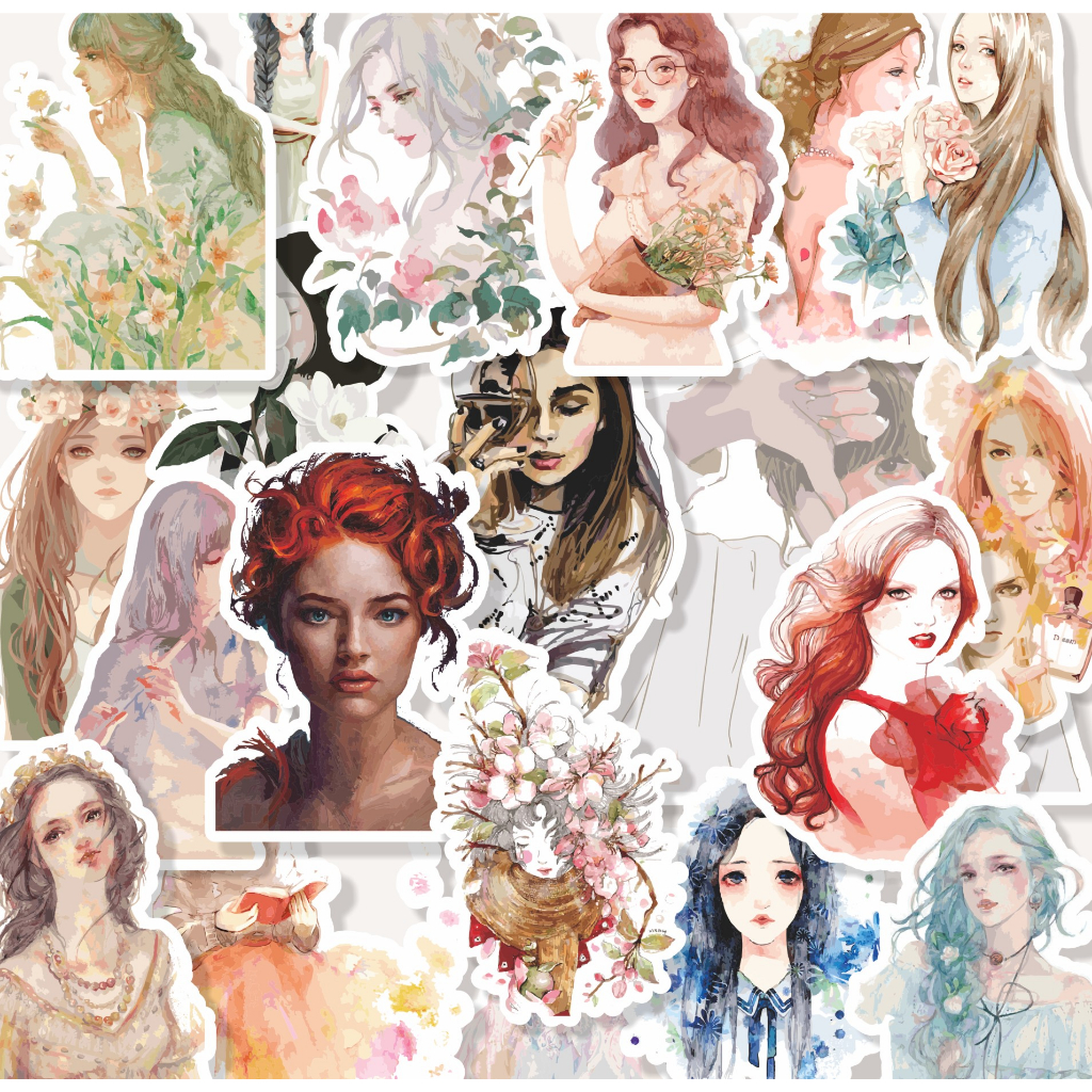 

(20 pcs) Label murah stiker lucu AESTHETIC GIRL-watercolor/stiker kartun lucu/random/murah/stiker satuan/murah/stiker random/ceweklucu