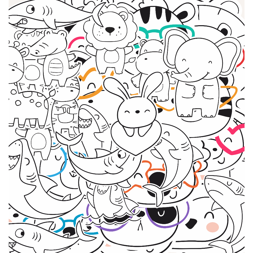 

(20 pcs) Label murah stiker lucu ANIMAL BLACK and WHITE-lucu/stiker kartun lucu/random/murah/stiker satuan/murah/animal lucu