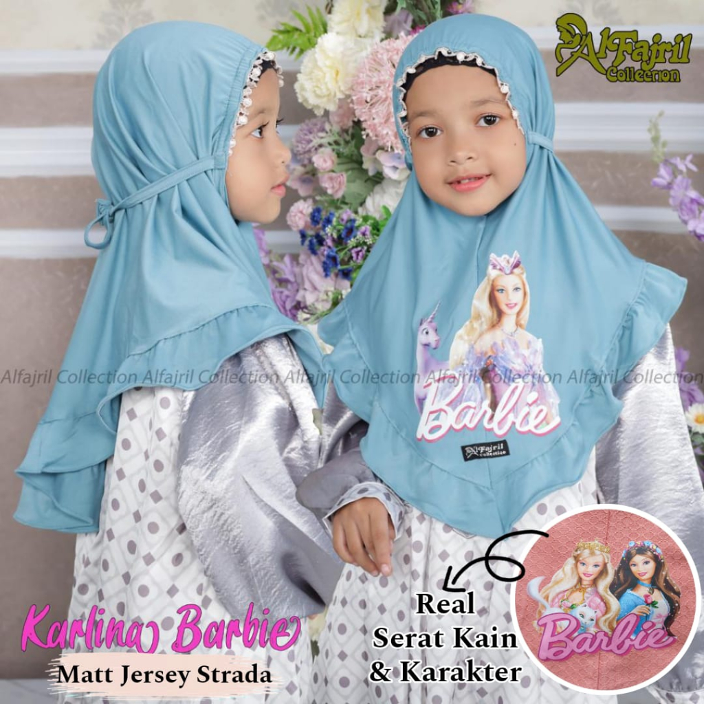 Jilbab anak bergo kerut kids Barbie  ori al fajril collection