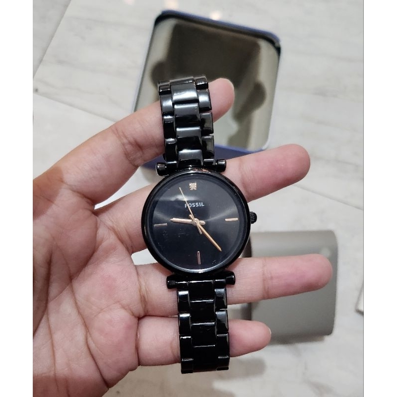 Preloved jam tangan wanita fossil jacqueline hitam watch