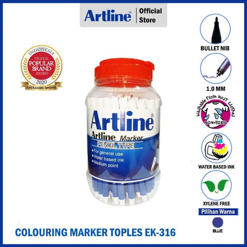 

SPIDOL WARNA TOPLES ARTLINE ISI 72 PCS / SPIDOL WARNA MURAH