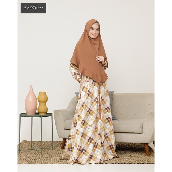 PROMO BAZAR GAMIS MURAH GM 87 ALMOND CHOCOLATE ORIGINAL HAIHAI HAITWO SET SYARI KHIMAR WANITA DEWASA