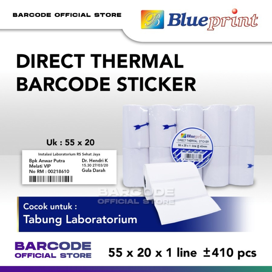 

Label Termal 55 x 20 / 55x20 mm / 55x20mm Stiker Printer Bluetooth 1 Line