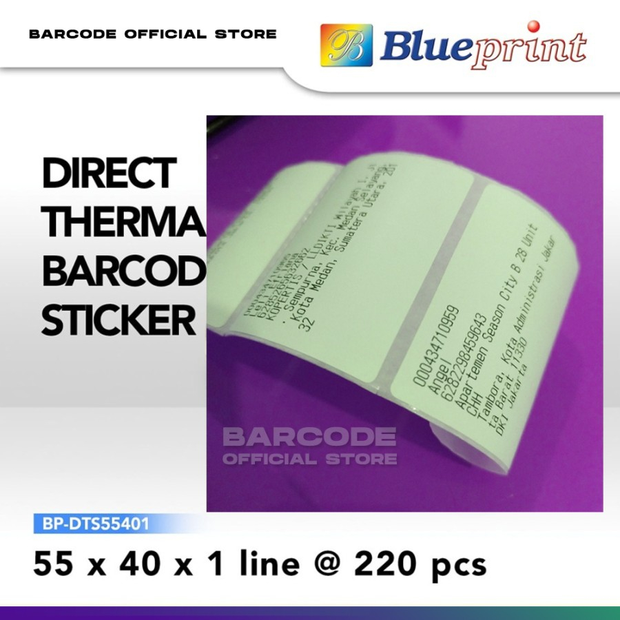 

Stiker Label Printer Bluetooth 55 x 40 / 55x40mm / 55x40 mm Termal 1 Line Isi 220 Pcs