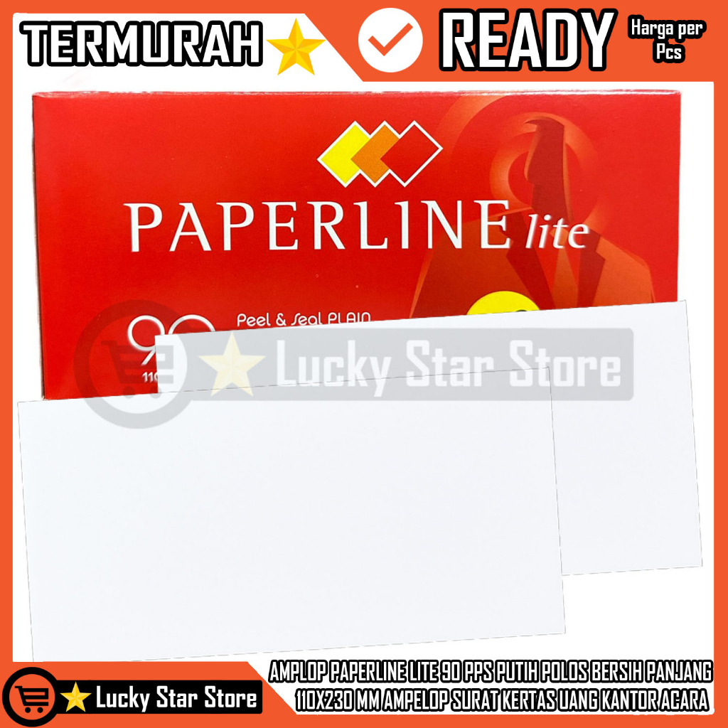 

AMPLOP PAPERLINE LITE 90 PPS 110x230 MM AMPELOP PLAIN ENVELOPE PUTIH POLOS BERSIH PANJANG AMPLOPP UANG KONDANGAN SURAT BERKAS PENTING AMFLOP DOKUMEN PERLENGKAPAN SEKOLAH KANTOR ANGPAU ANGPAO AMFELOP